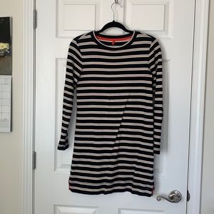 Black yellow and white striped dress